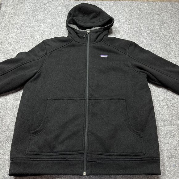 Patagonia Mens Better Sweater Hoodie Large Black Full Zip Pockets 3 Panel Hood - Picture 3 of 16